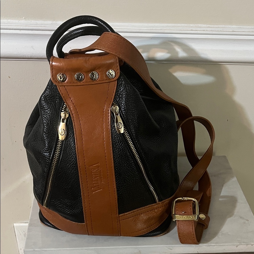 Valentina Italian leather convertible sling backpack